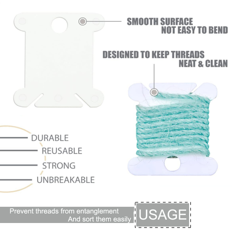 100PCS Plastic Thread Bobbins – Cross Stitch Embroidery Floss & Craft Storage