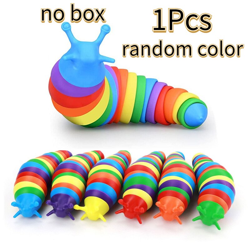 Juguete sensorial de Caracol Flexible para adulto, juguete antiestrés para Squirming Slug, autismo, para niños con autismo, descompresión: 1-no bo-random color