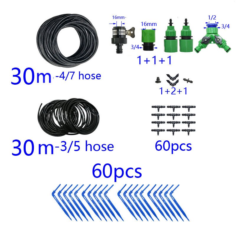 Garden watering system Dropper watering kit greenhouse drip arrow system for Potted plants 1set: 30m-2way