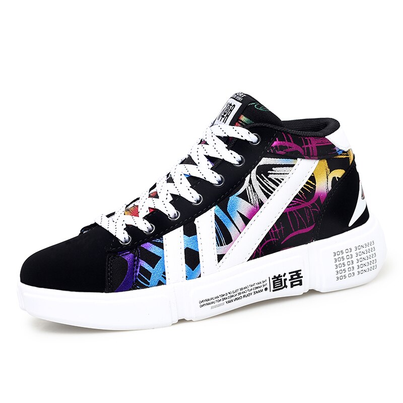 Graffiti-zapatos vulcanizados para hombre, zapatillas deportivas informales con estampado, para correr, tenis, de avanzada, para invierno: Black / 5