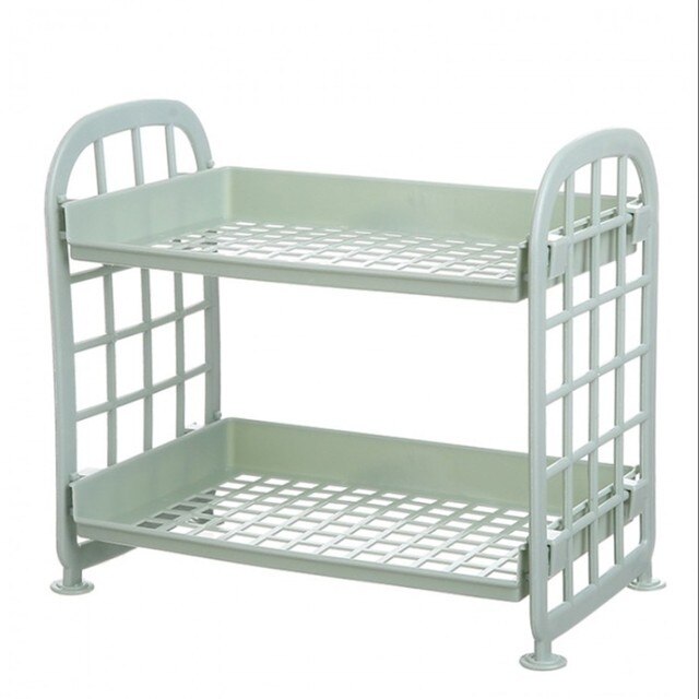 Two-layer Hollow Plastic Shelf Tabletop Kitchen Organizer Bathroom Double-layer Cosmetic Storage Shelf: 5