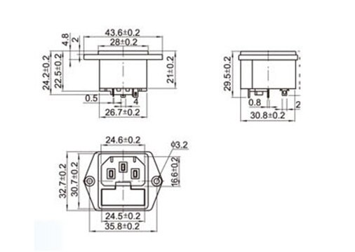 1pcs Panel Mounted 3 Pin IEC 60320 C14 Inlet Male Power Plug 15A AC 250V w/ fuse holder 10A