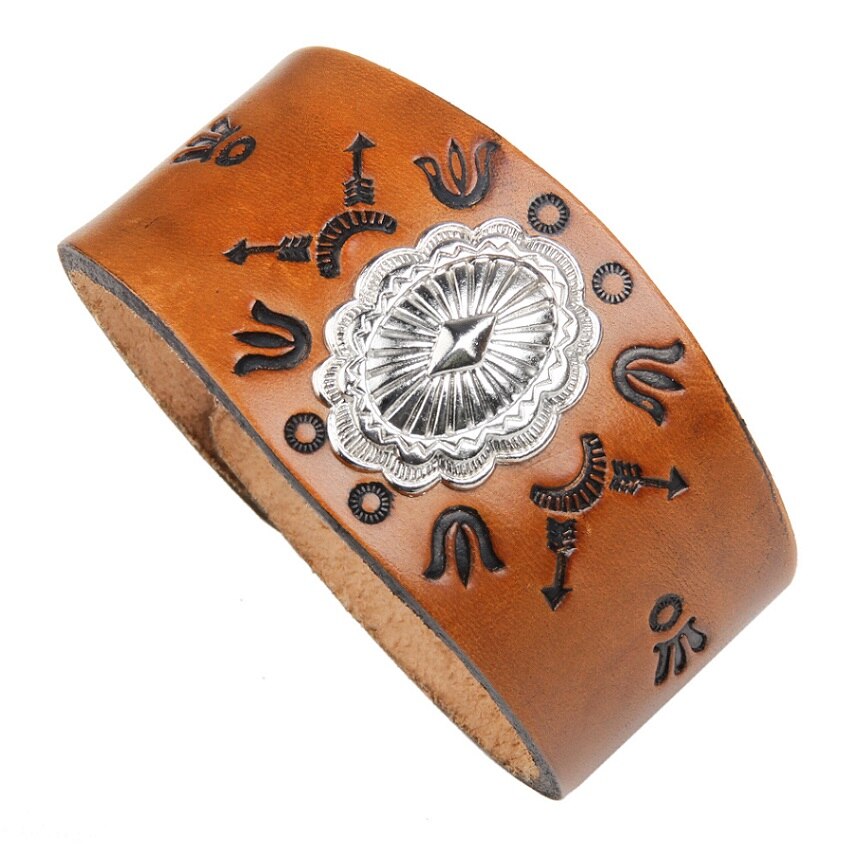 Moda szeroki mężczyzna skórzana bransoletka Trendy Alloy Metal Man bransoletki bransoletki geometryczne skórzane bransoletki biżuteria: colour 10