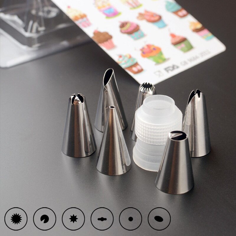 Food Grade Rvs Bakken Accessoires Cake Decoratie Tool Pp Converter 1 Set Icing Piping Piping Icing Nozzles