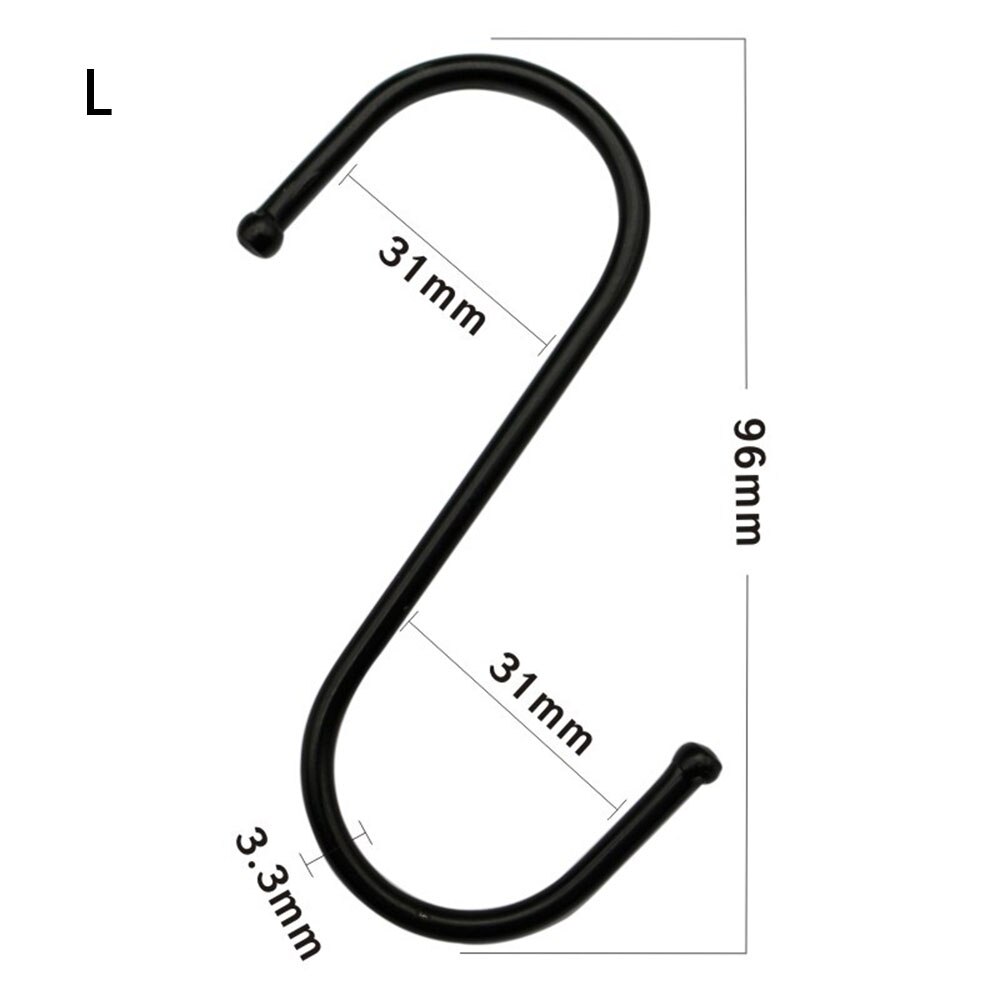 4 Maten S-Vormige Haken Multifunctionele Universele Rvs Hanger Thuis Badkamer Keuken Kapstok Organizer Houder gereedschap: Black-L