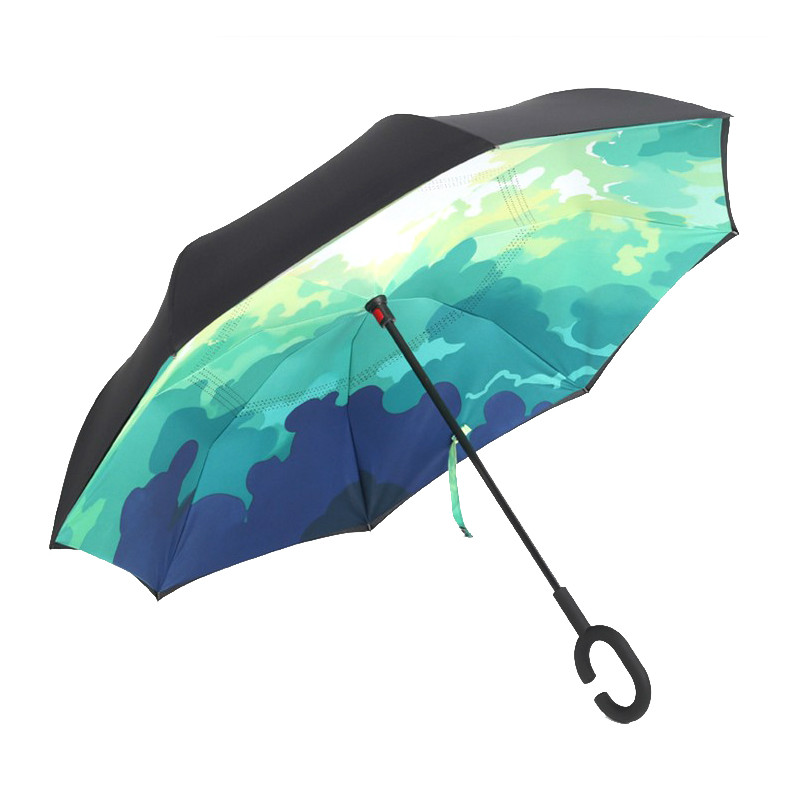 Fancytime paraguas de lluvia inverso para mujer plegable de doble capa para hombres soporte autónomo paraguas de mujer paraguas invertido a prueba de viento: 718