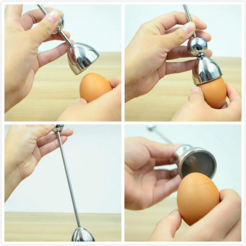 Køkken spisestue æg topper cutter shell åbner sølv æg knocker rustfrit stål kogt rå shell åbent værktøj