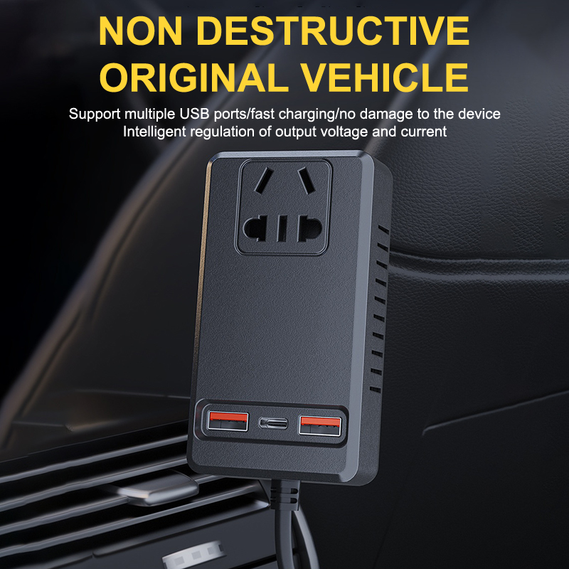 Universal 150W Car Inverter DC 12V/24V To 110V/220V Auto Power Converter Adapter USB Type C Chargers Car Inverter For IPhone