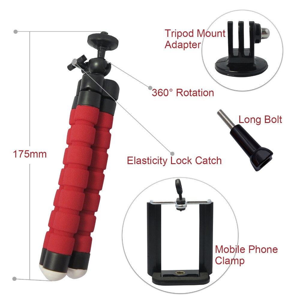 Anjirui Mini Flexibele Draagbare Spons Octopus Statief Flexibele Voor Gopro Slr Dslr Dv Camera Kleine Camera Telefoon Houder Stand