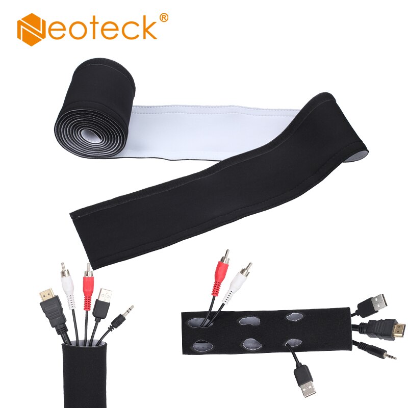 Neoteck 3m Long Neoprene Cable Cord Wire Protective Sleeve Sheath Cable Cover 118inch Black Cord Wire Cover Hider Sleeves