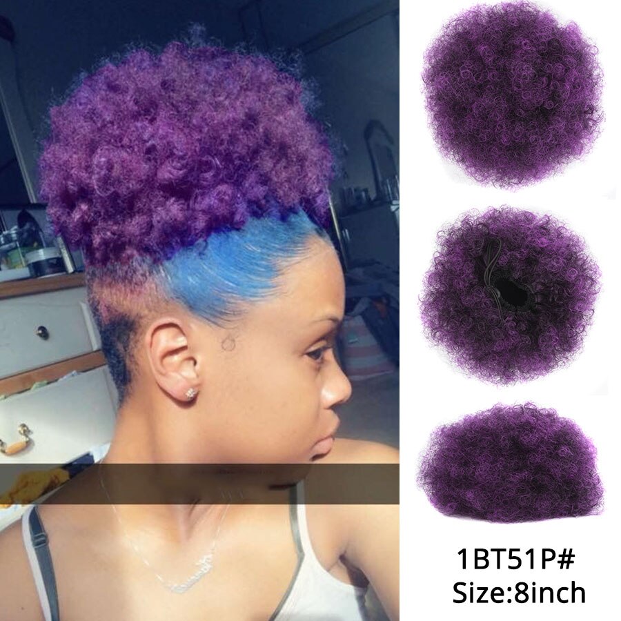 Alileader coc scurt de păr puf afro super-sintetic 8 inch șnur scurt coadă de cal clemă extensie de păr coci de păr crepus: 1 bt 51p