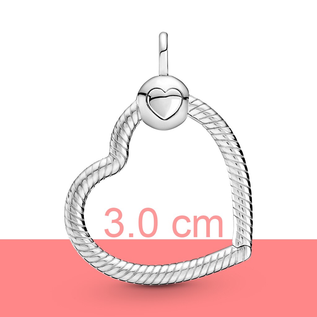 925 argento colore O cerchio ciondolo momenti collana gioielli fai da te fascino misura PAN originale per ciondolo regalo donna: 3.0 cm silver heart