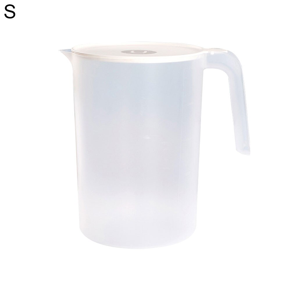 Large Capacity Beverage Storage Container Heat Resistant Cold Water Jug Plastic Juice Pitcher Household Tea pot Kettle with Lid: White 2000ml