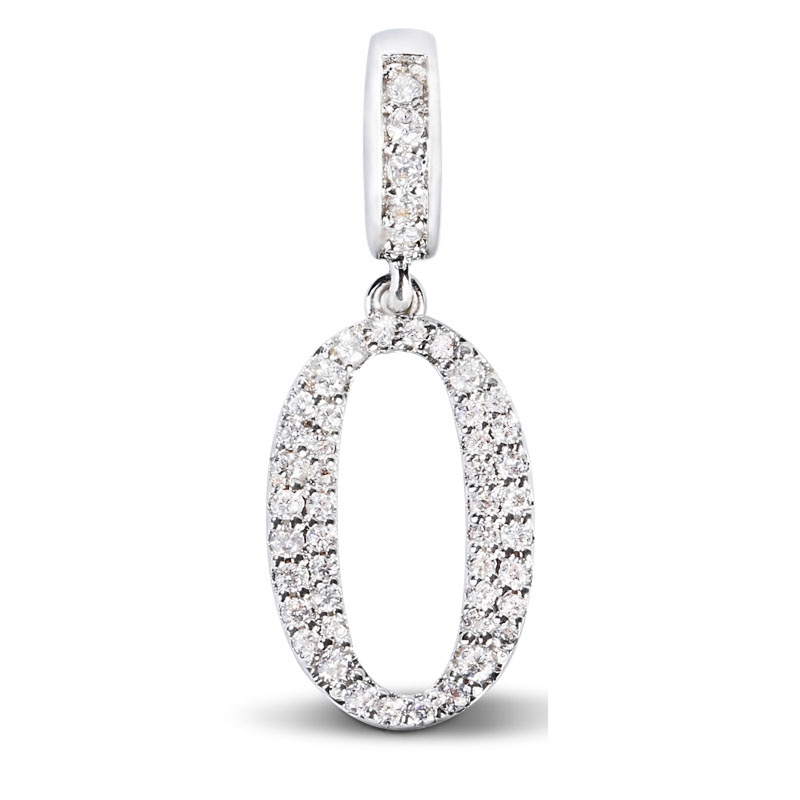 Authentic Sparkling 0—9 Arabic Numerals Dangle Charm Bead Fit Original 925 Sterling Silver Women Bracelet Necklace DIY Jewelry: WHITE