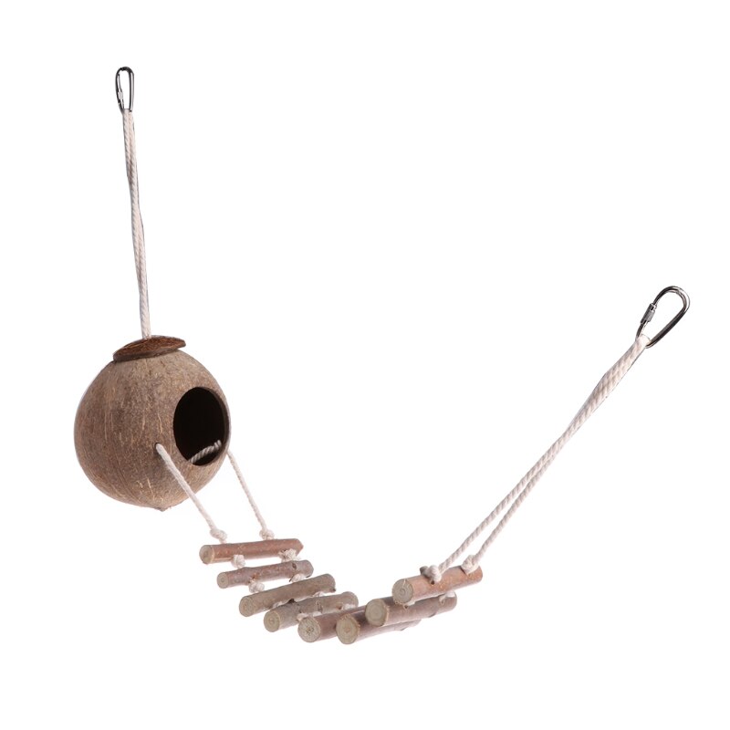Niche pour perroquet oiseau, jouet, Cage, Coco naturel, cachette avec échelle