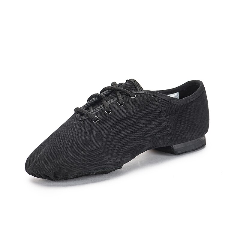 Sansha enfants à lacets chaussures de Jazz noir toile Durable supérieure en daim semelle fendue filles garçons moderne Jazz baskets chaussures de danse JS17C