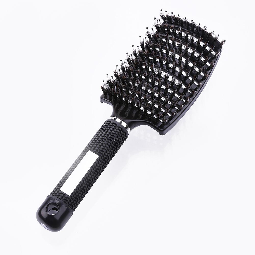 Heiße Frauen Haar Pinsel Haar Kopfhaut Massage Kamm Borsten Nylon Mädchen Nassen Lockiges Detangle Haarbürste für Friseur Styling Werkzeuge: Stil 1 Schwarz
