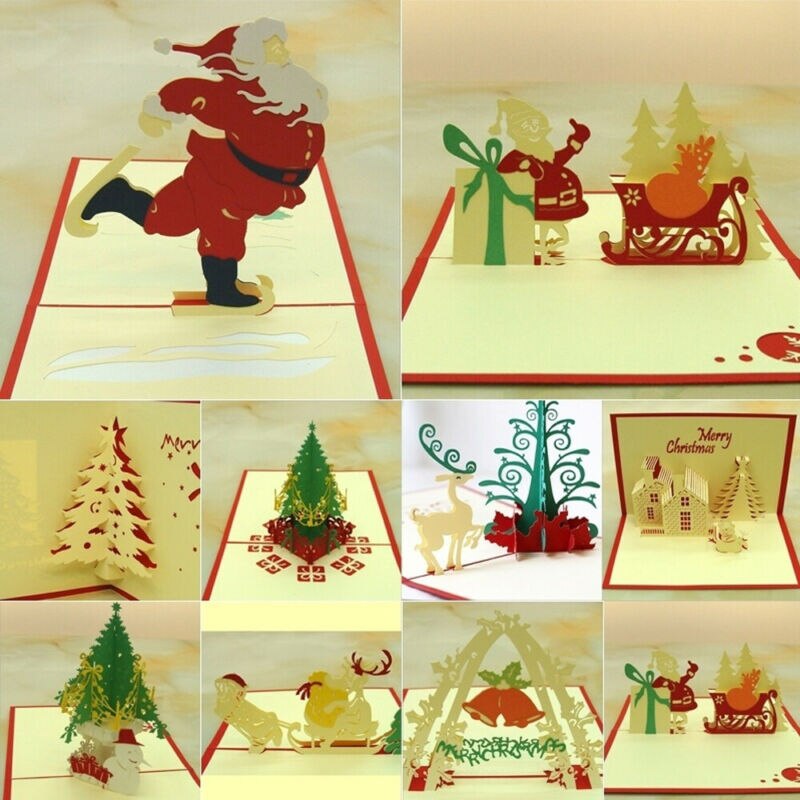 3D Pop Up Origami Greeting Christmas Cards Stereoscopic Christmas tree