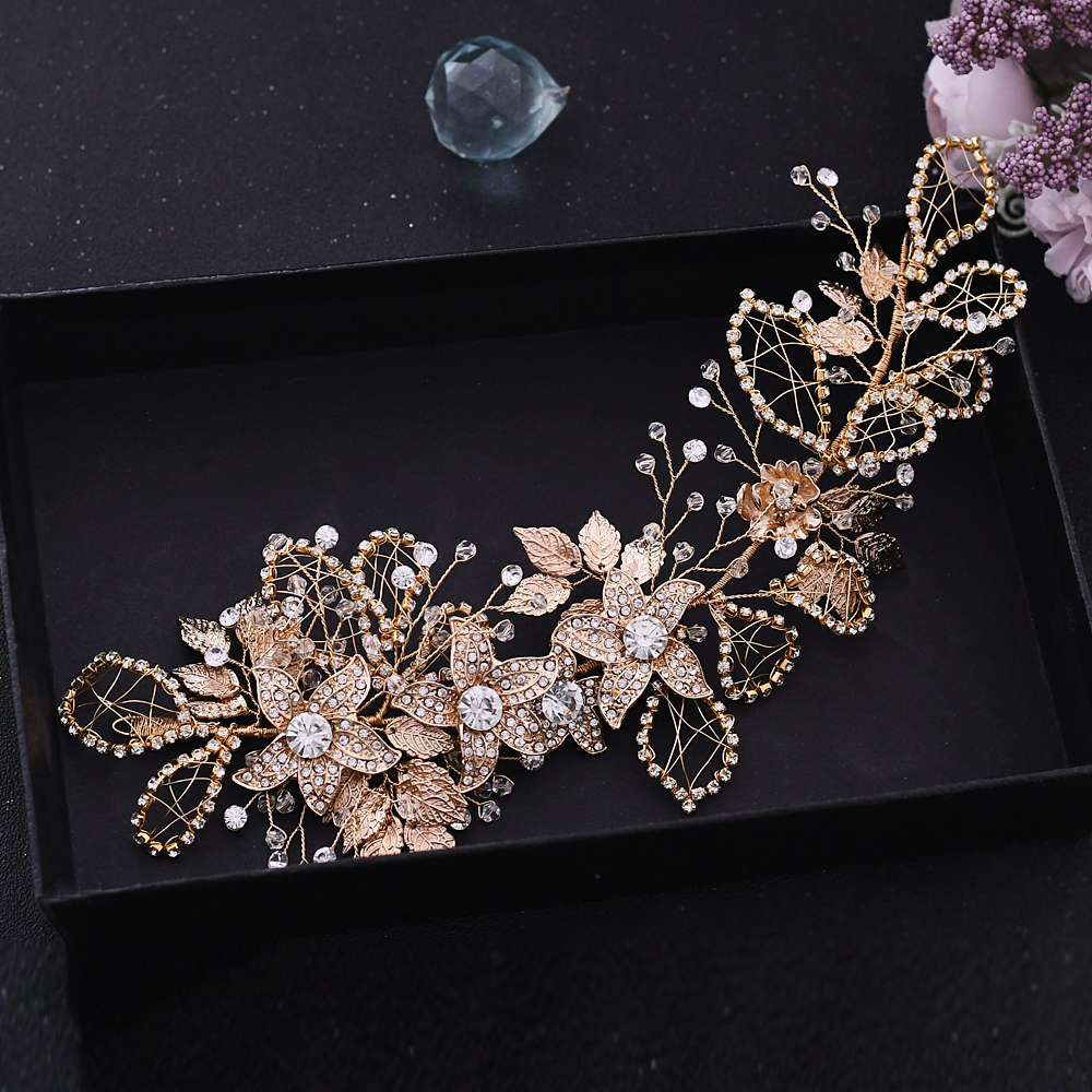 Sparkly Wedding Tiara Bruid Crown Bruids Haaraccessoires Crystal Hoofdtooi Rhinestone Hoofddeksels Bruids Haar Hoofdband Voor Vrouwen: HP282-G