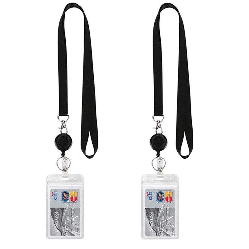 ID Badge Holder with Retractable Lanyard Name Badge Holdestudents Work Bank Credit Card Bus Card Case With Lanyard