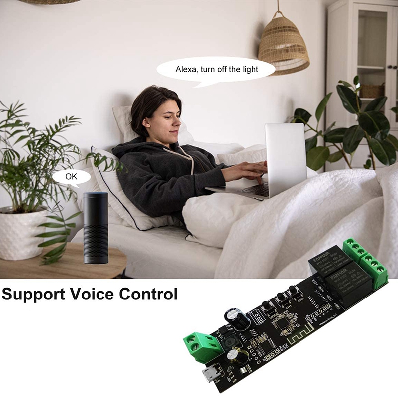 2 Channel WiFi Momentary Inching Relay Self-Locking Switch Module Smart Life/Tuya APP Control WiFi Relay Module
