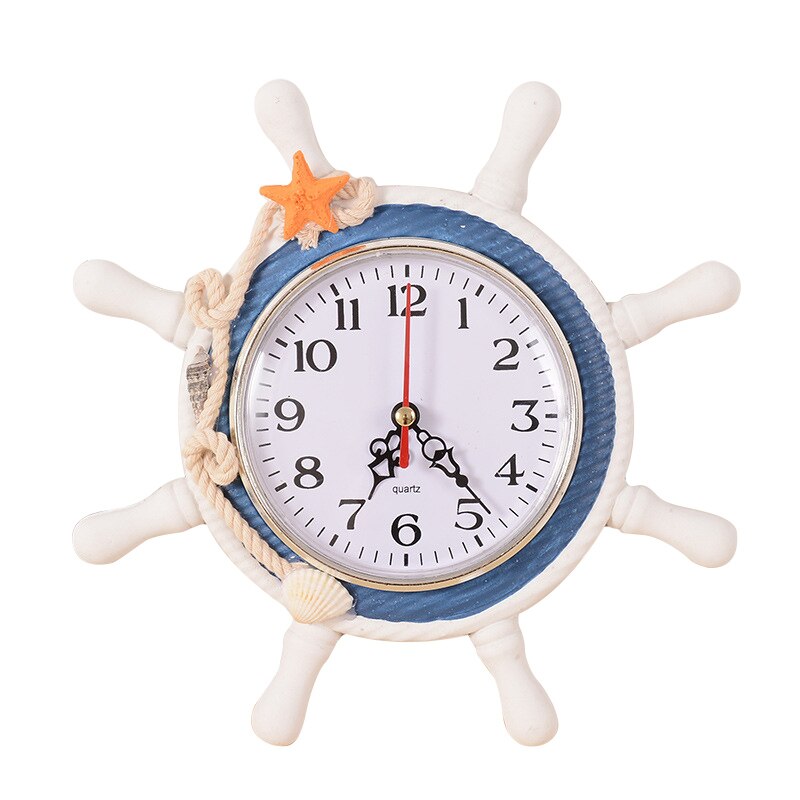 Wall Clock Casual Home decoration Mediterranean Sea Sailing Clock Needle Single Face Ship's Anchor Helmsman Household Supplies