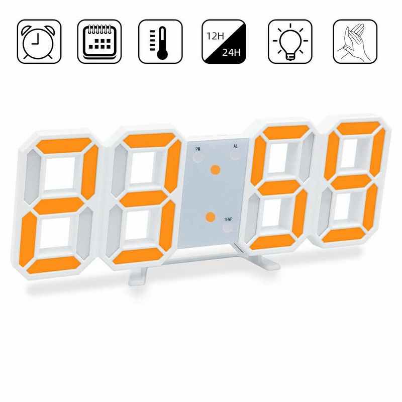 Tafel Klokken Led Digitale Wekker Digitale Klok Bureauklok Nachtkastje Wandklok Decoratieve Tafel Klok Met Thermometer: white orange