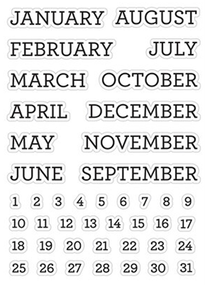 Kalender Datum Stempel Set - Transparente Silikon Stempel - Für Journaling & Karten