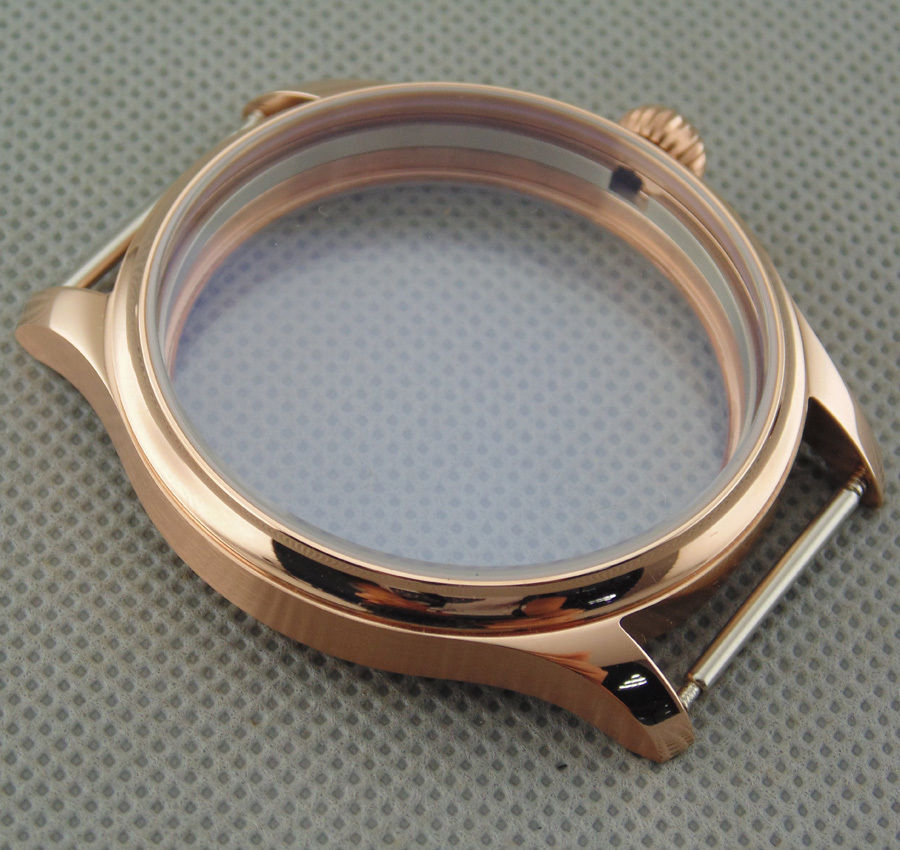 Parnis 44mm horloge case rose gold steriele voor 6497 6498 Meeuw beweging