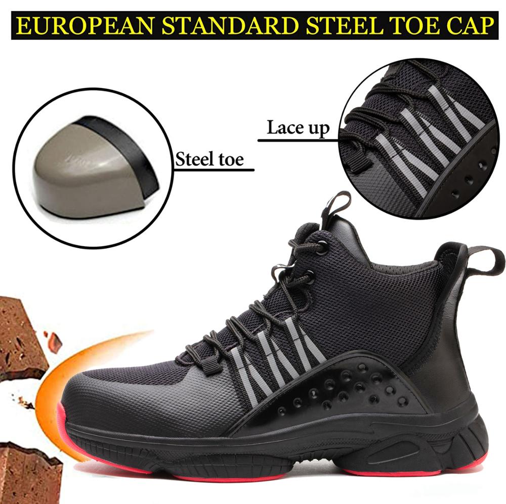 MWSC-zapatos de trabajo de seguridad para hombres, botas de trabajo transpirables con punta de acero, antigolpes, para construcción