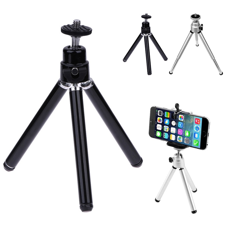 Mini Mobile Phone Telescopic Two-Section Tripod Portable Black Silver Camera Tripod Universal Selfie Photography Desktop Tripod