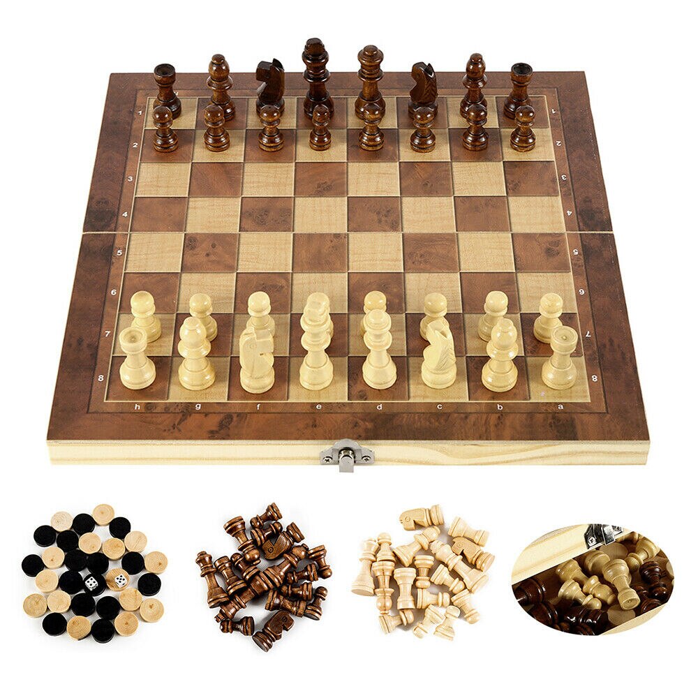 Jeu d'échecs en bois pliable, damier, jeu interactif Parent-enfant, maison, loisirs et divertissement en plein air
