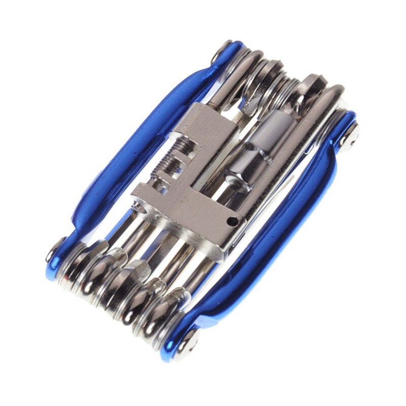 Bicycle Bike Tools Repairing Set 15 In 1 Bike Repair Tool Kit Wrench Screwdriver Chain Carbon steel bicycle Multifunction Tool: 11in1 blue