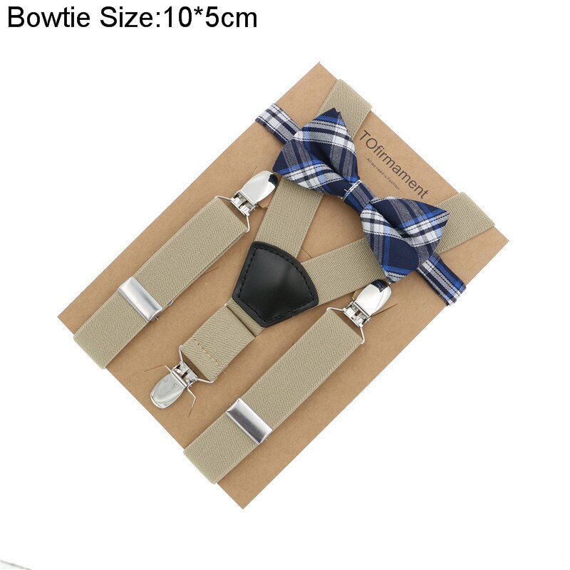 Fan shape leather solid kids event party suspender bow tie set adjustable 2.5cm width kraft paper packed baby: 9