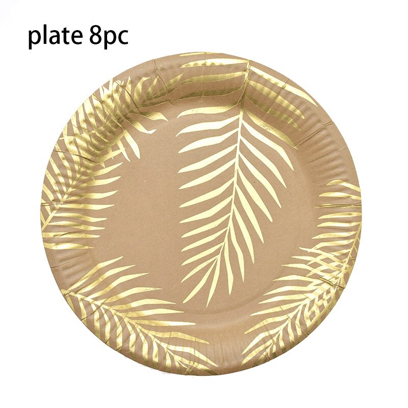 Vaisselle jetable en feuille de palmier tropicale, décor d'assiettes et d'assiettes, gobelets et serviettes en papier, décorations pour mariage, anniversaire, baby-breakfast: 8pcs plates