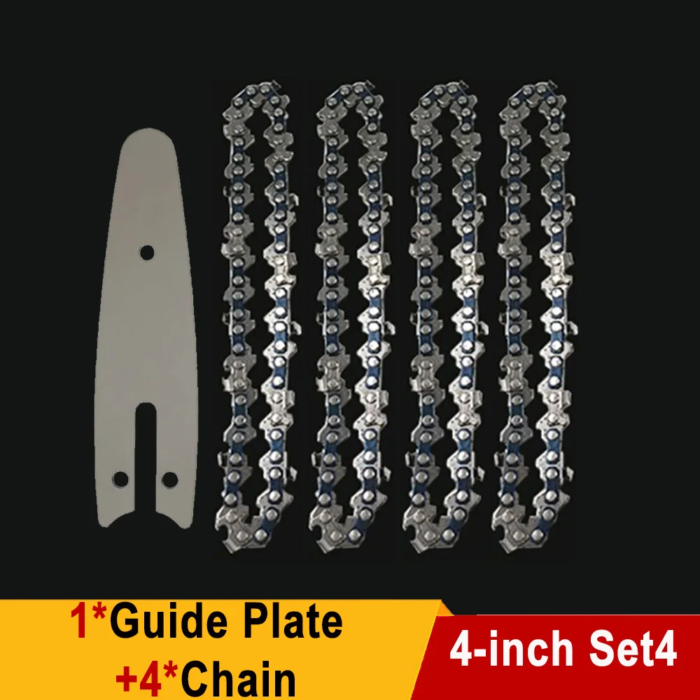 4 Inch Elektrische Kettingzaag Geleiding Vervanging Mini Stalen Kettingzaag Kettingen 4 "Tuin Draagbare Elektrische Zaagonderdelen Elektrisch Gereedschap Blad: Black