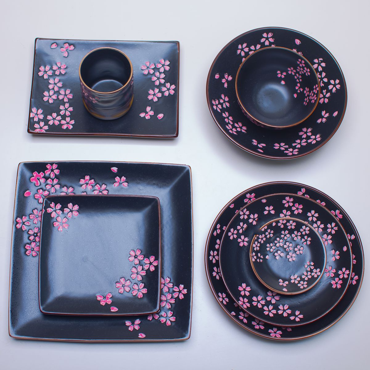Japanese ceramic matte frosted tableware set cherry dessert mustard juice hotel tableware