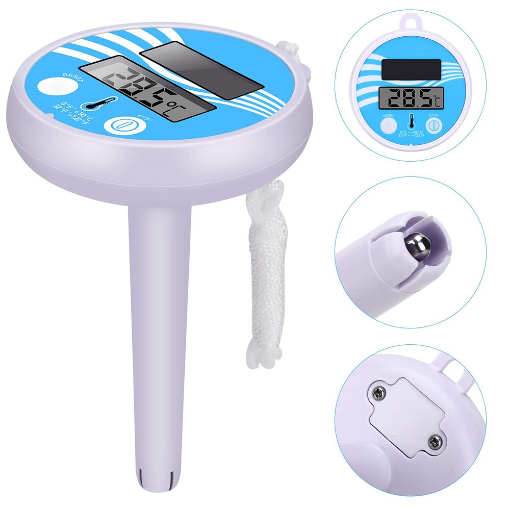 Floating Digital Pool Thermometer Solar Powered Waterproof LCD Pool Thermometer For Swimming Bath Water Spas Tubs