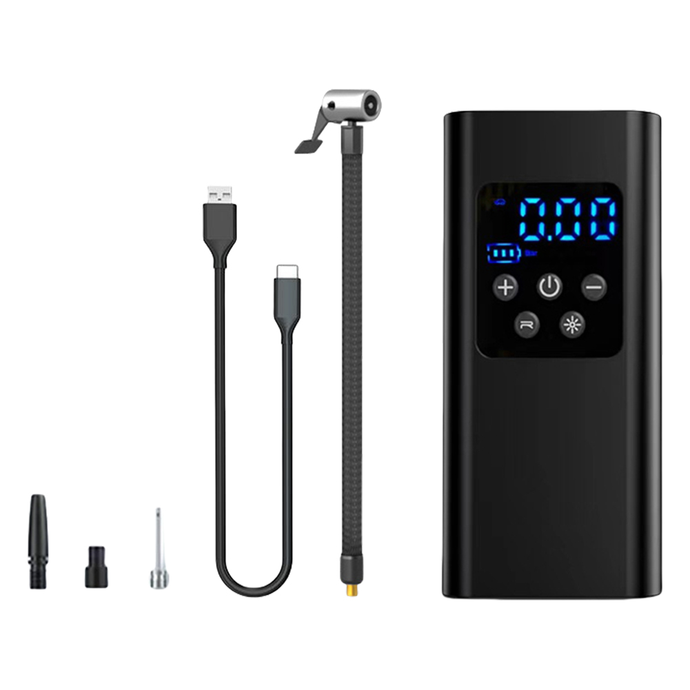 Wireless/Wired Electric Tire Inflator 150PSI Car Tire Inflatable Pump LCD Digital Display Electric Air Compressor with LED Light: black