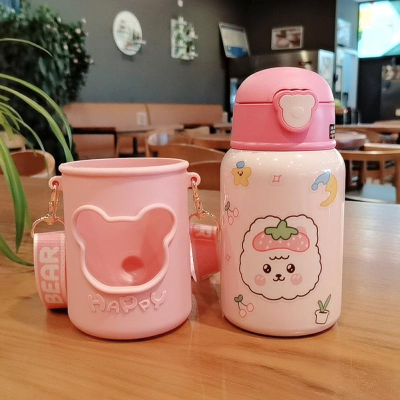 450ml Isolierte Tasse Mit Aufkleber Sicher Hygienisch Picknick Ich bin Freien freundlicher Studenten Sicherheit Sperren Doppel Schicht Vakuum Nette