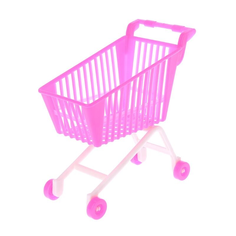 Doll Shopping Cart Plastic Cute Miniature Mini Supermarket Storage Hand Pretend Toys Dollhouse Trolley Simulation Play Toy