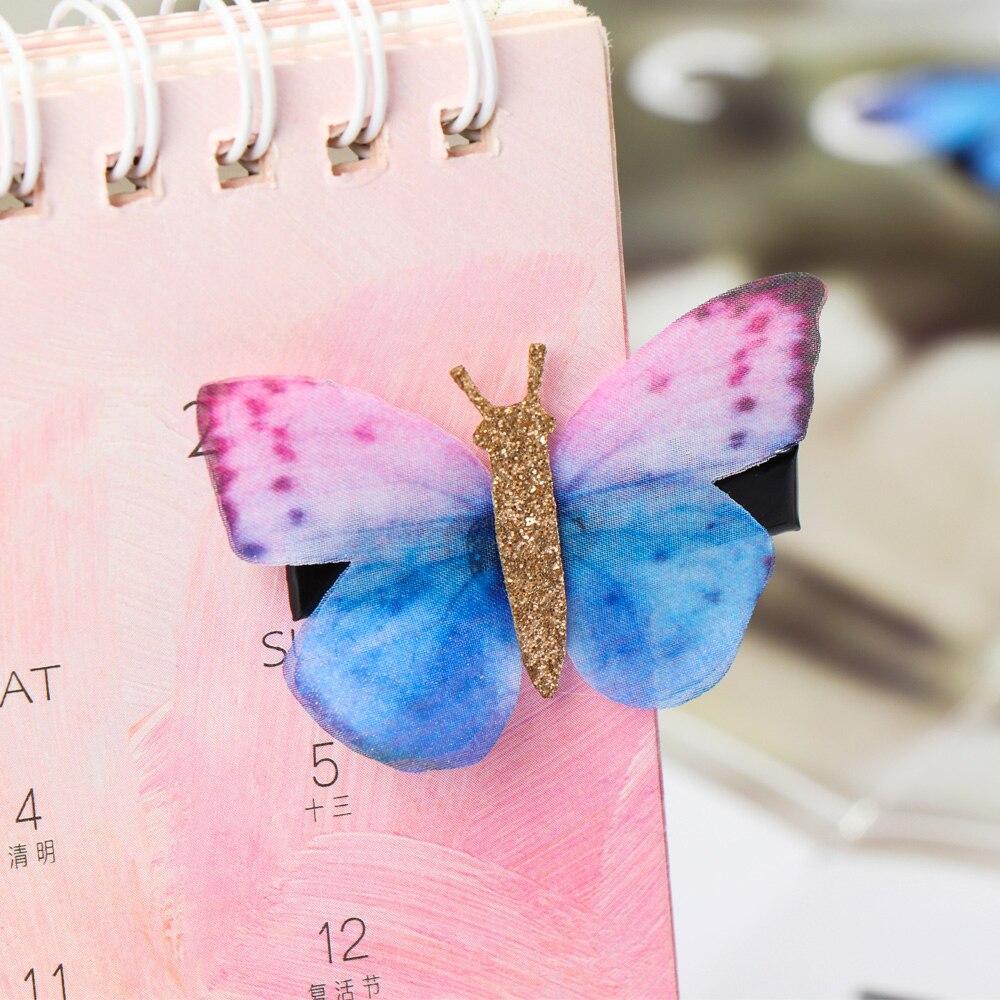 2 pièces belle strass papillon pince à cheveux Double couches Tulle épingle à cheveux accessoires de coiffure outils pour les femmes fille