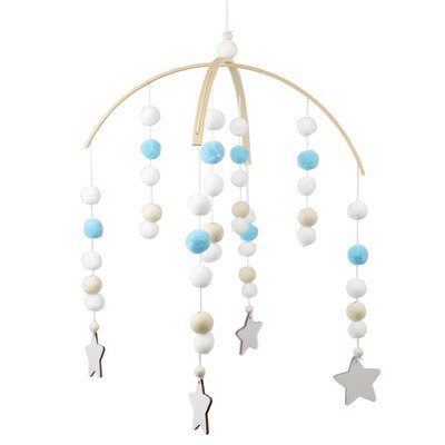 INS Nordic Wooden wool ball wind chimes Newborn Baby Bed Room Decor Photography Props Baby Bedroom Decoration Pacify Toy: 2