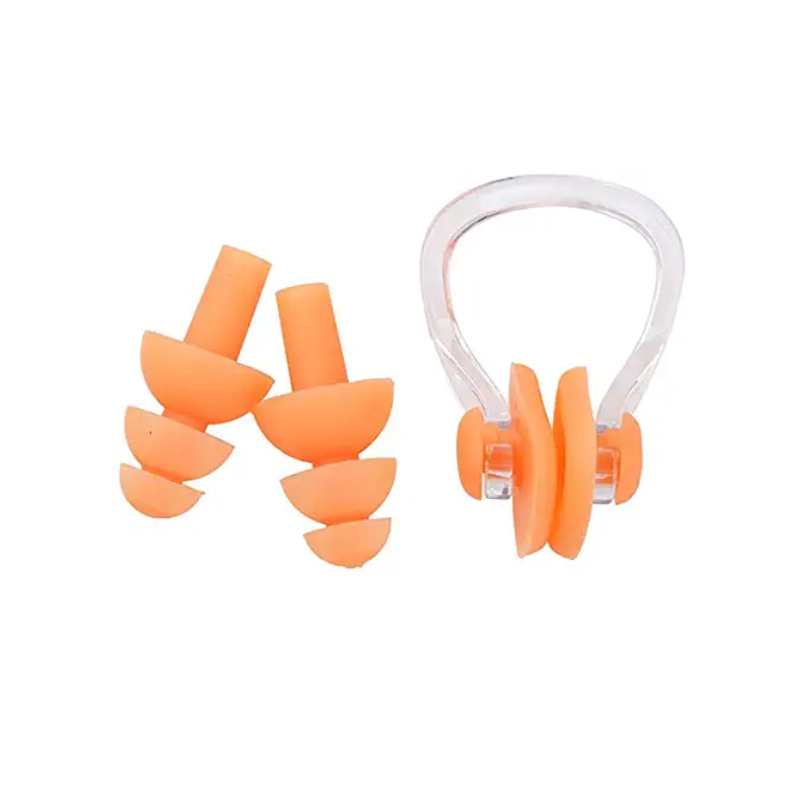 Bouchons d'oreille de natation en silicone étanche, ensemble de clips antarctiques, bouchon d'oreille emballé dans une boîte pour le surf, la plongée et l'apprentissage de la natation,: Rouge