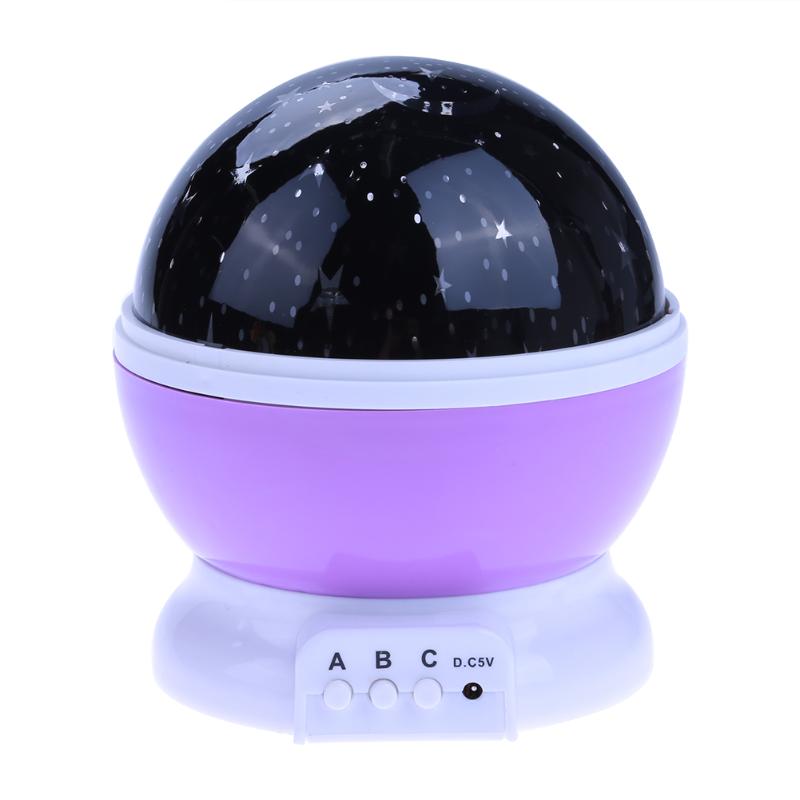 Roterende Projector Starry Night Lamp Sky Star Kinderen Kids Baby Slaap Romantische LED USB Projectie Lichten Xmas: Paars