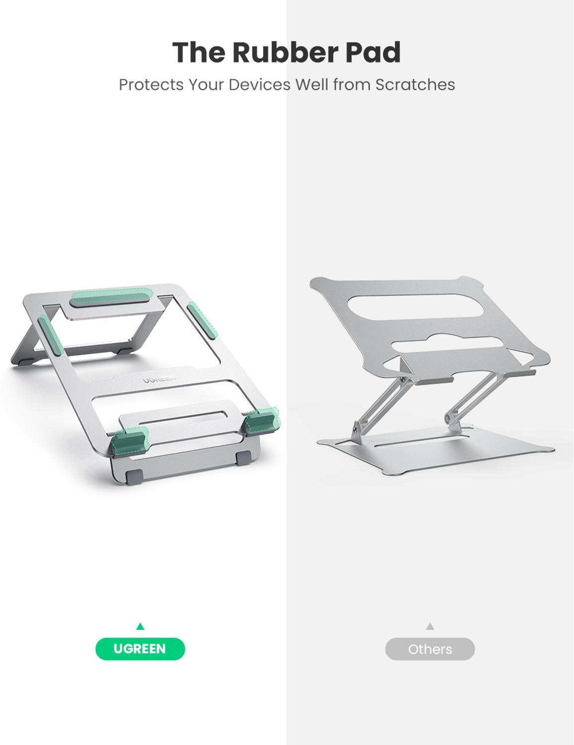 Ugreen Laptop Stand Adjustable Laptop Computer Stand for MacBook Portable Foldable Laptop Riser Notebook Stand for 10-16 inches