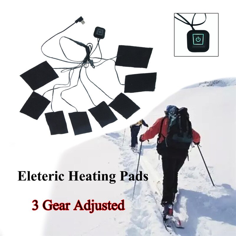 8-in-1 Safe USB Electric Heated Jacket Heating Pad Outdoor Themal Warm Winter Heating Vest Pads For DIY Heated Clothing
