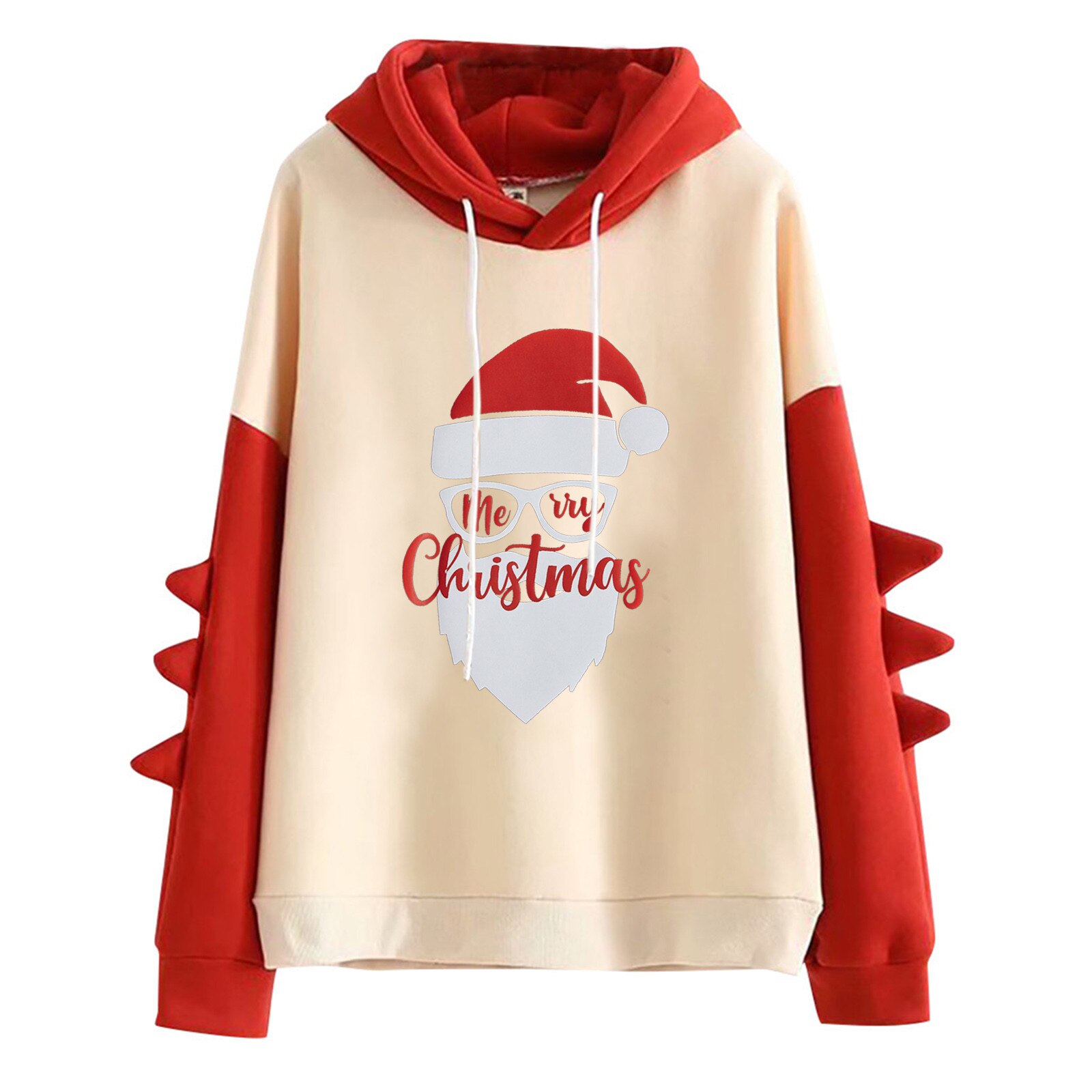 Women's Autumn Winter Leisure Christmas Letter Printing Long-sleeved Shirt Sweatshirt Top Oversized Loose Hooded Sweatshirt #K: S / Red