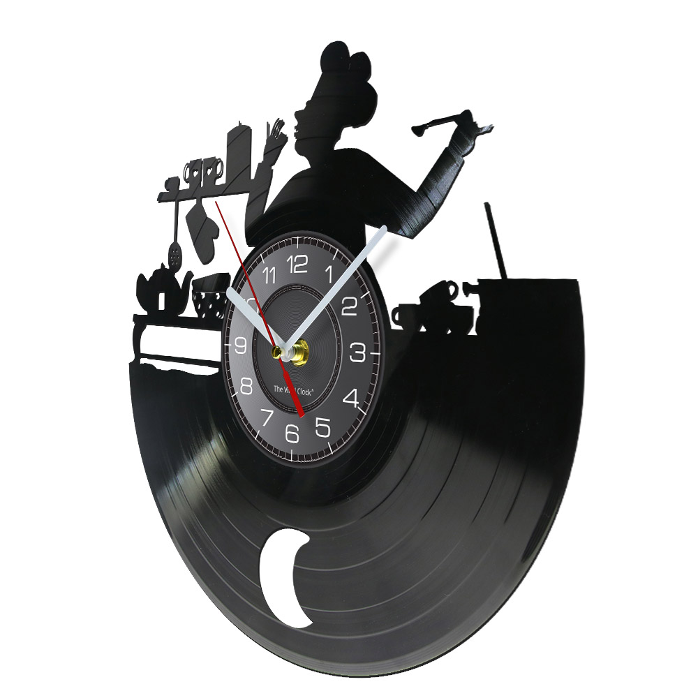 Bon Appetit Kitchen Chef Wall Clock Cook Vinyl Record LP Clock Kitchen Vintage Wall Decor Housewarming For Gastronome