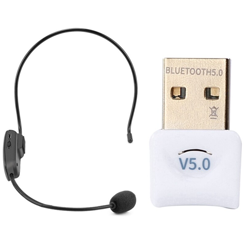 Fm Draadloze Microfoon Headset Head-Mounted Megafoon Radio Mic & 5.0 Bluetooth Adapter Usb Adapter Lanceert Draadloze: Default Title